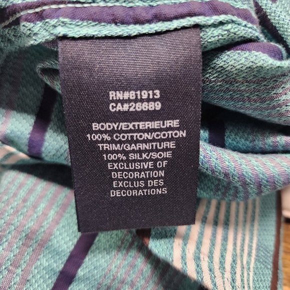 Robert Graham Men's Aqua Vertical Stripe Long Sleeve Shirt With Cuff Accents XXL - Picture 10 of 12